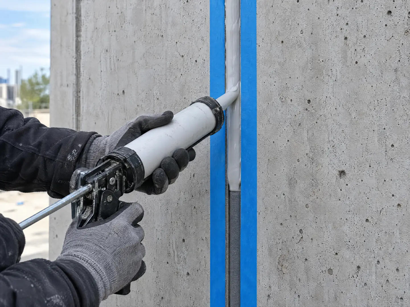 Sealant being applied into a joint between precast panels