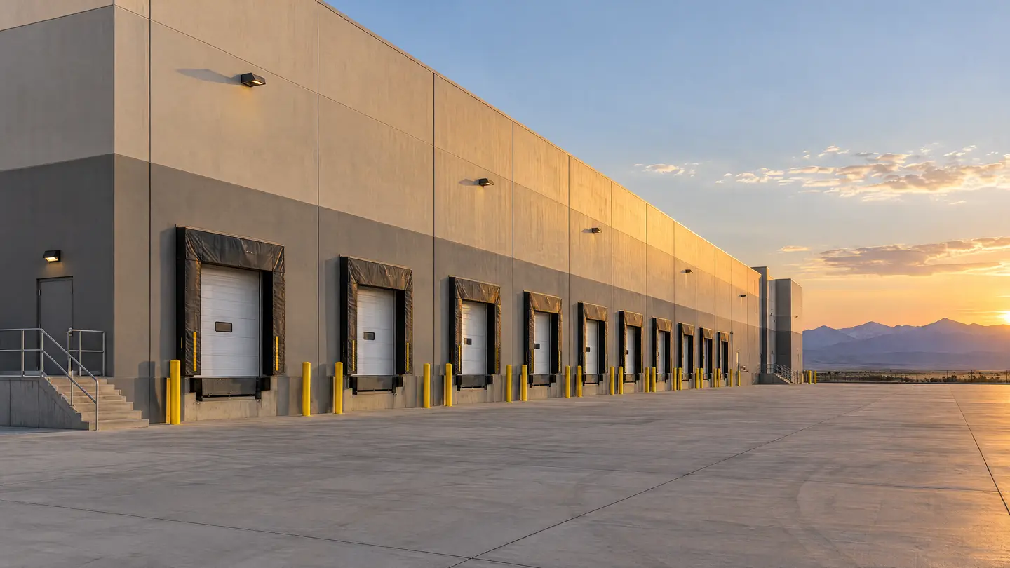 Distribution warehouse with loading docks